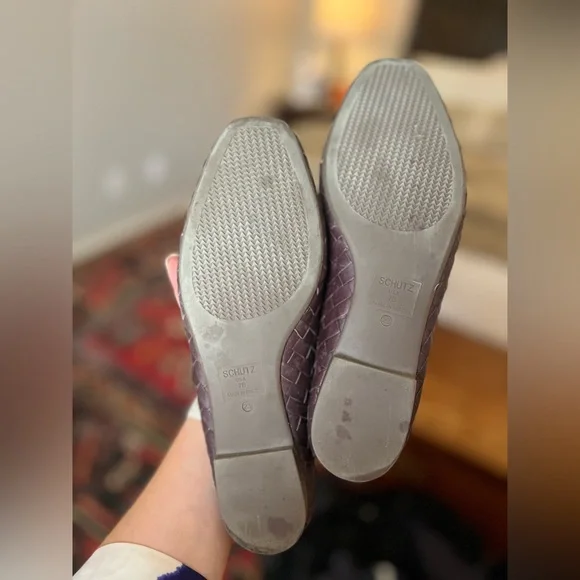 SCHUTZ Dark Chocolate Arissa Flats, Brown Woven Ballet Flats - Picture 7 of 7